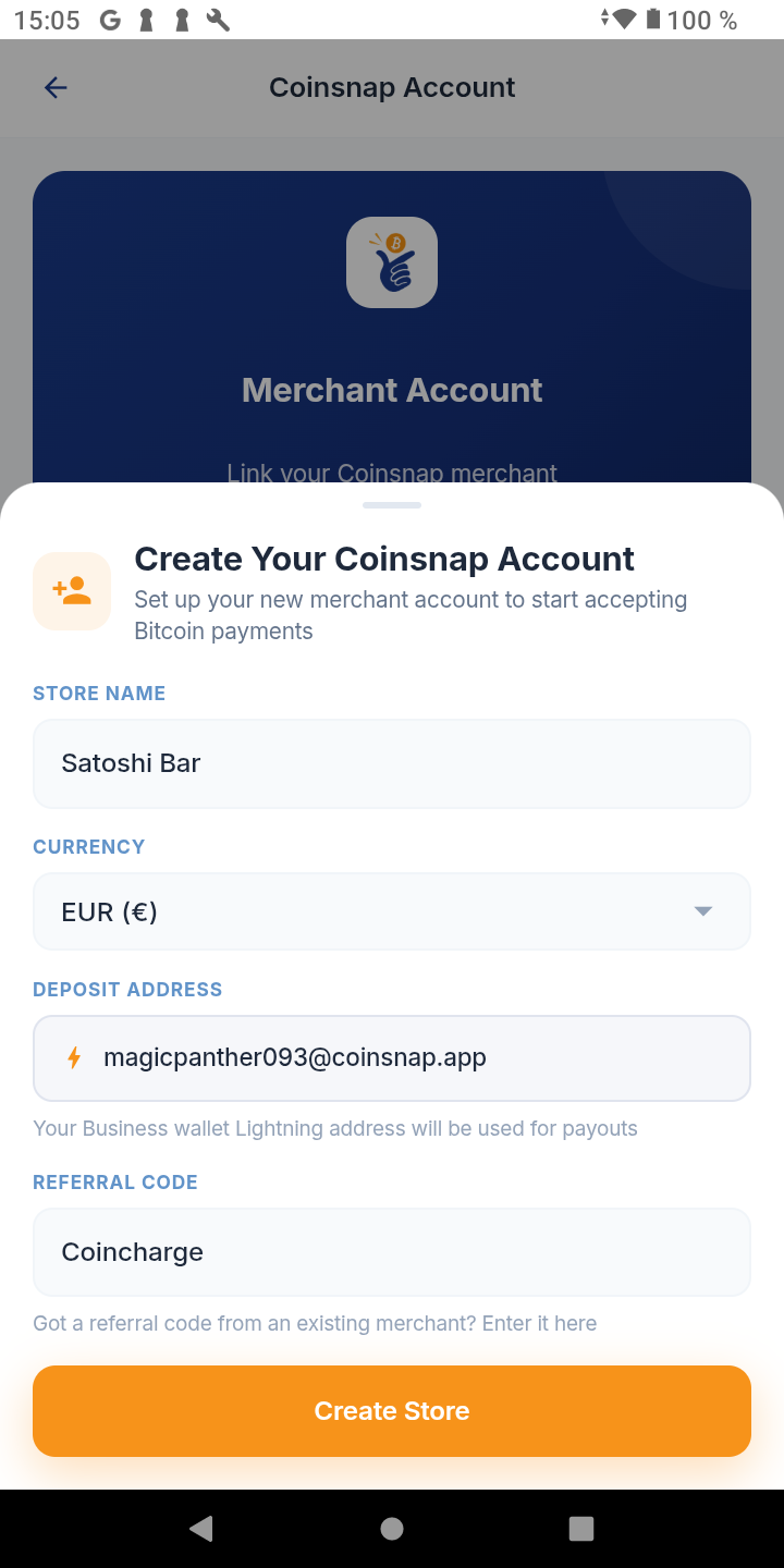 Create your Coinsnap account