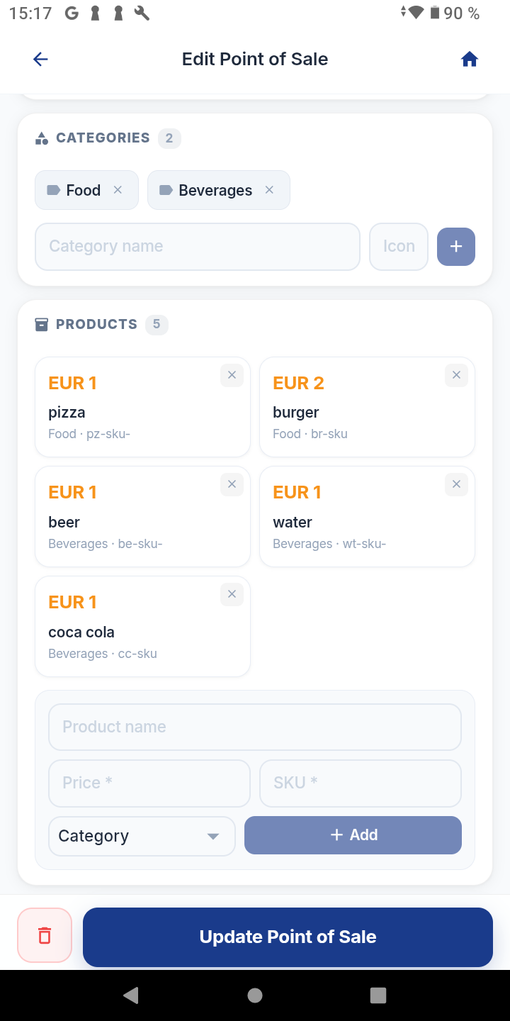 Keypad and product catalog