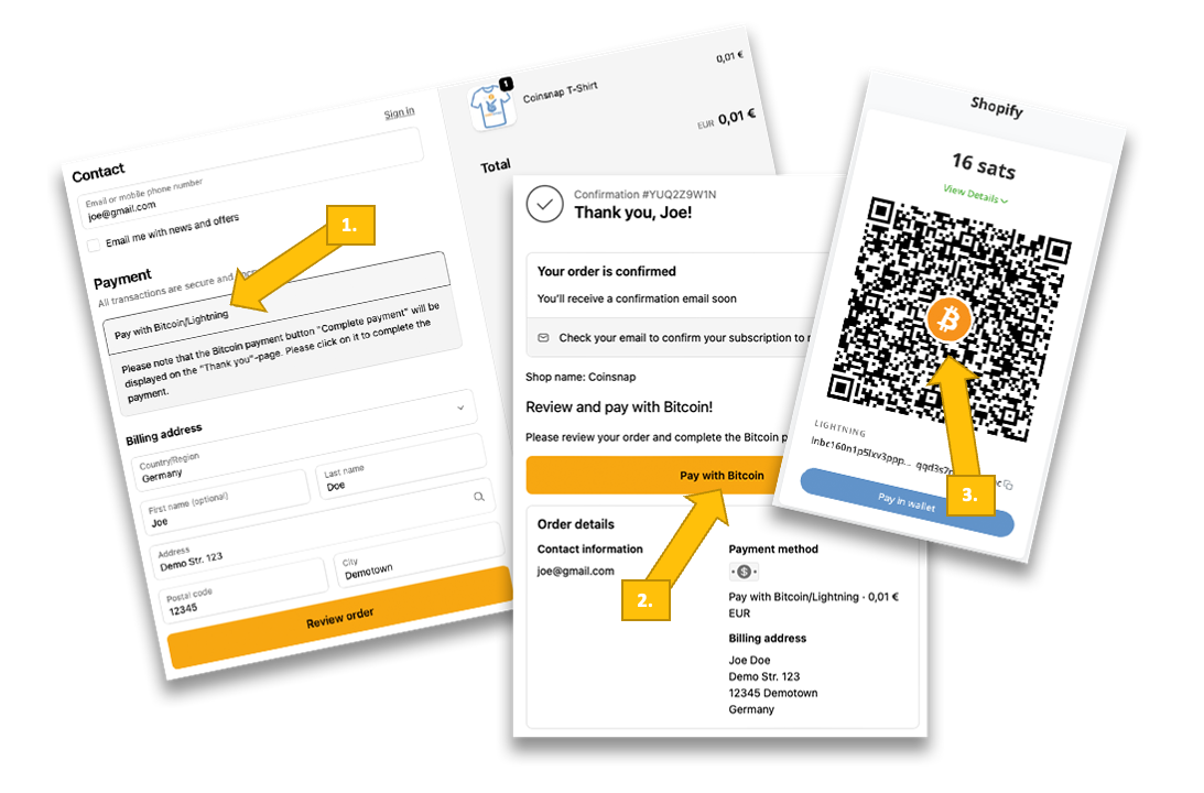 Redirect to Bitcoin Payment Page