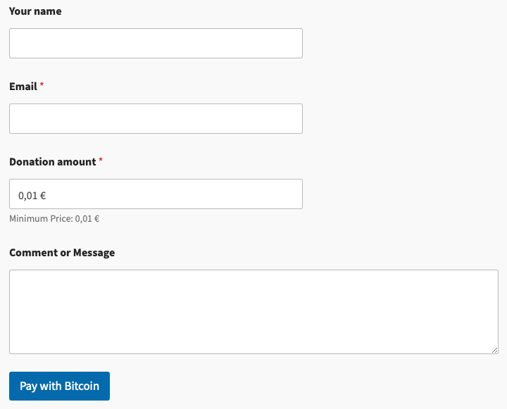 Simple Bitcoin Donation Form