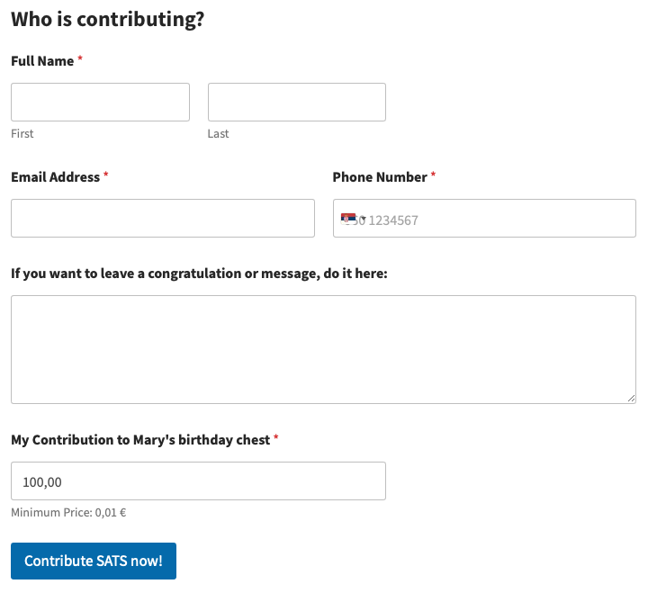 Bitcoin Fundraiser Form