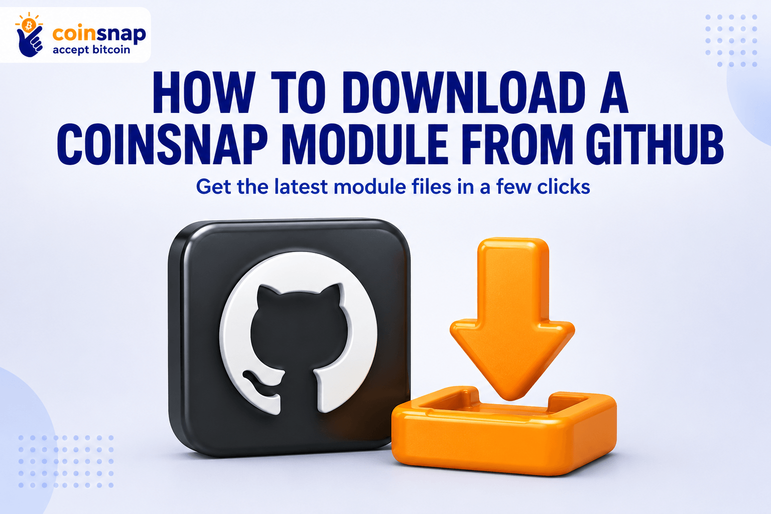 GitHub logo with a download arrow illustrating downloading a Coinsnap module from GitHub