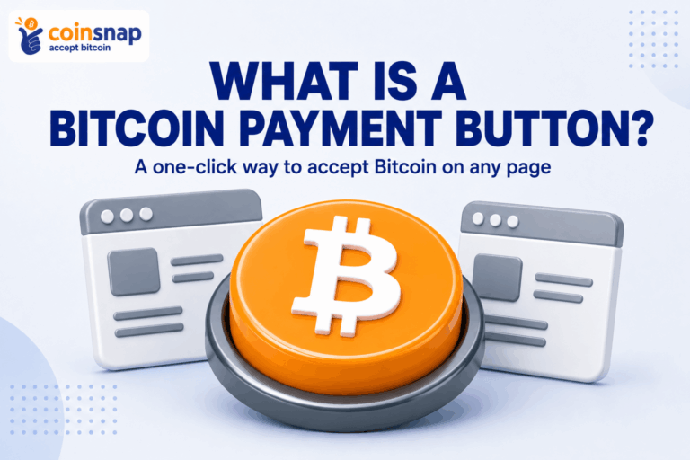 Website checkout button with a Bitcoin symbol showing the Coinsnap Bitcoin payment button