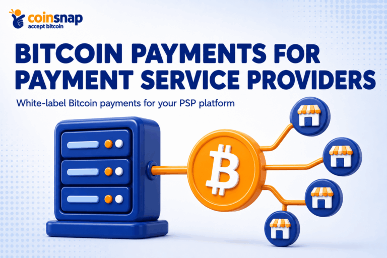 Server icon linked to a Bitcoin coin illustrating Bitcoin payment for payment service providers